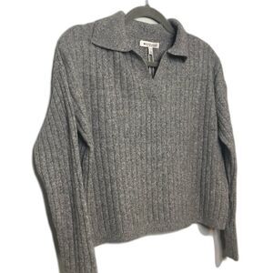 Grey Ribbed Polo Collar Knitwear Sweater | Workshop Republic Clothing | SMALL